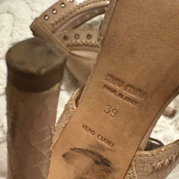 Miu Miu Tan/Pink Distressed Cutout Heels - Picture 7 of 14